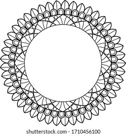 Native american motifs black outline on transparent lace mandala with center copy space  . Use as text template, decorative elements, wishing holiday postcards, companies logo and naming ornamentation