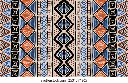 Native American mud cloth tribal fabric bohemian pattern,geometric elements,zigzag,tribal design,vector illustration,African mud cloth bogolan pattern,tribal Aztec pattern design for textile,carpet.