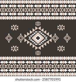 Native American. Navajo. Aztec seamless pattern. Tribal Aztec vector illustration or Aztec geometric pattern in brown and black. Idea for carpet, curtains, textiles, and wallpaper.