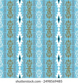 Native American Navajo fabric patterns applied to modern art. Pastel tones of blue, white, brown.