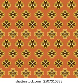  Native American Navajo fabric patterns are applied to many art forms. simple orange background.
