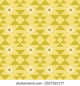  Native American Navajo fabric patterns are applied to many art forms. The pattern is neat and simple. Golden yellow tone.
