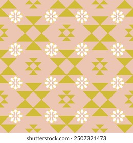  Native American Navajo fabric patterns are applied to many art forms. The pattern is neat and simple. Pink yellow tone