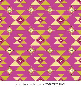  Native American Navajo fabric patterns are applied to many art forms. The pattern is familiar, but the alternating colors are striking and unusual..