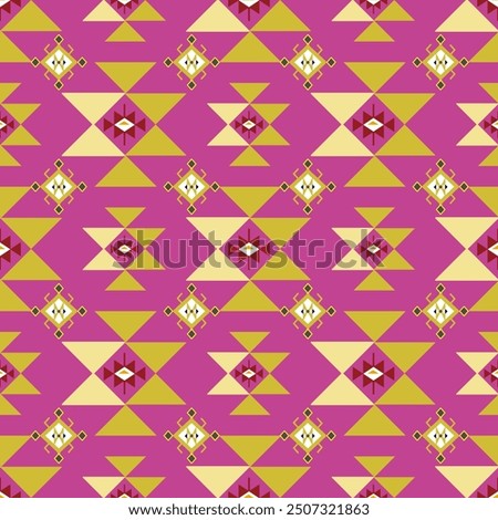  Native American Navajo fabric patterns are applied to many art forms. The pattern is familiar, but the alternating colors are striking and unusual..
