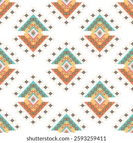 Native American, Navajo pattern. Ethnic boho seamless pattern. Patchwork texture. Weaving. Tribal pattern. Folk motif. Idea for wallpaper, textiles, and wrapping. Retro style.