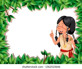 Native american on nature illustration