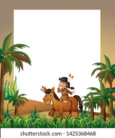 A native american on note template illustration
