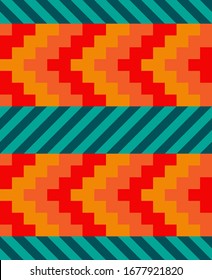 Native American ornament chevron and diagonal stripes. Seamless vector pattern in bright colors. Stock illustraion for web, print, scrapbooking, wrapping paper, textiles, bckground and wallpaper.