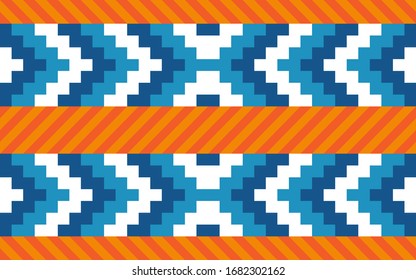Chevron y rayas diagonales adornos nativos americanos. Patrón vectorial transparente en colores brillantes. Iluminación de material para tela, impresión, registro de rayas, papel de envoltura, textiles, fondo y papel pintado.