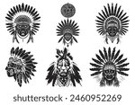Native American ornament tribal tattoo black silhouette, American Indian tattoo tribal vector design, Native American tattoo tribal woman