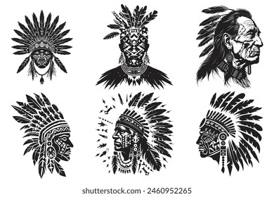 Native American ornament tribal tattoo black silhouette, American Indian tattoo tribal vector design, Native American tattoo tribal woman