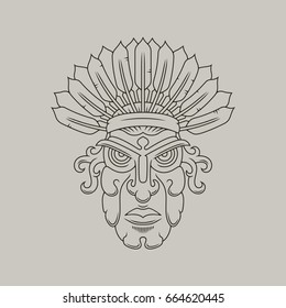 Native American / Outline Vector Illustration