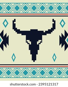 native american pattern of cow skull vector isolated