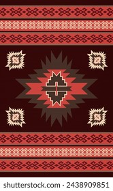 Patrón nativo americano patrón de adorno indio textura textil étnica geométrica patrón azteca tribal navajo tela mexicana sin costuras Vector decoración