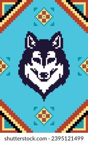 native american pattern of wolf face vector isolated