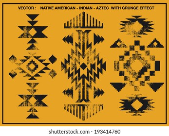 Native American patterns with grunge effect