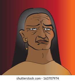 Native american with sad eyes