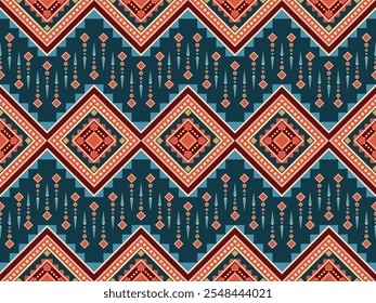 Native American seamless pattern. Geometric Digital design. Warming tone color. Design for wallpaper, background, fabric, clothing, carpet, decorative, textile, batik, wrapping paper.