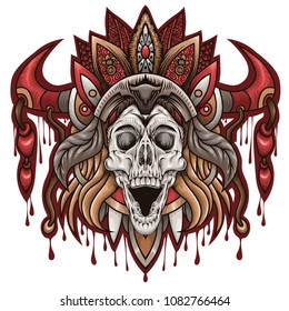 native american skull illustration