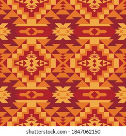 Native American Southwest, Aztec, Navajo seamless pattern. Tribal geometric print. Ethnic design wallpaper, fabric, cover, textile, rug, blanket.
