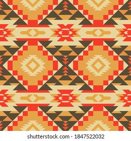 Native American Southwest, Aztec, Navajo seamless pattern. Tribal geometric print. Ethnic design wallpaper, fabric, cover, textile, rug, blanket.