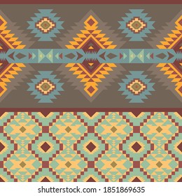 Native American Southwest, Aztec, Navajo seamless pattern. Tribal geometric print. Ethnic design wallpaper, fabric, cover, textile, rug, blanket.