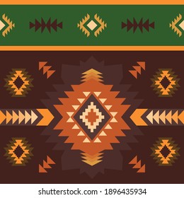 Native American Southwest, Aztec, Navajo seamless pattern. Tribal geometric print. Ethnic design wallpaper, fabric, cover, textile, rug, blanket.