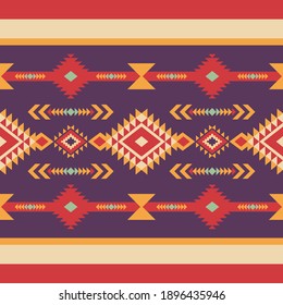 Native American Southwest, Aztec, Navajo seamless pattern. Tribal geometric print. Ethnic design wallpaper, fabric, cover, textile, rug, blanket.