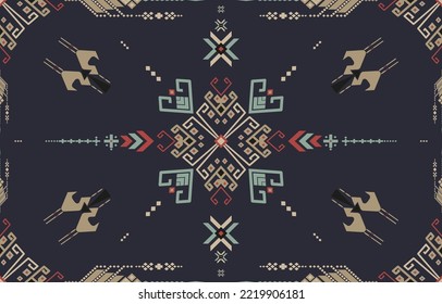 Native American Southwest, Aztec, Navajo seamless pattern. Tribal black and white geometric print. Ethnic design wallpaper, fabric, cover, textile, rug, blanket.