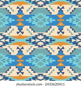 Native American Southwest, Aztec, Navajo seamless pattern. Tribal geometric print. Ethnic design wallpaper, fabric, cover, textile, rug, blanket. Boho style.