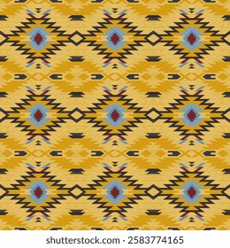 Native American Southwest, Aztec, Navajo seamless pattern. Folk art. Ethnic background, print, blanket, fabric, cover, textile, rug.