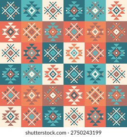 Native american southwest design, Aztec pattern and Navajo mexican design bohemian, geometric ethnic textile tribal fabric seamless vector