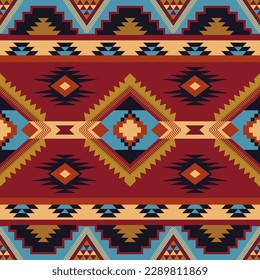 Native American Southwest seamless pattern. Aztec geometric ornament. Indian print. Ethnic design wallpaper, fabric, cover, textile, rug, blanket.