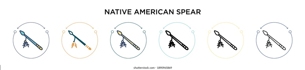 Native American Spear Icon In Filled, Thin Line, Outline And Stroke Style. Vector Illustration Of Two Colored And Black Native American Spear Vector Icons Designs Can Be Used For Mobile, Ui, Web
