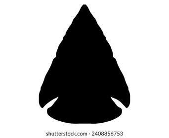 Native American stone arrowhead silhouette vector art