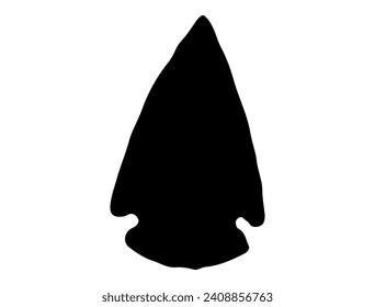 Native American stone arrowhead silhouette vector art