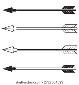 Native American style arrow with feathers in a cartoon format. Ideal design for children's projects, games, hunting concepts, and tribal culture