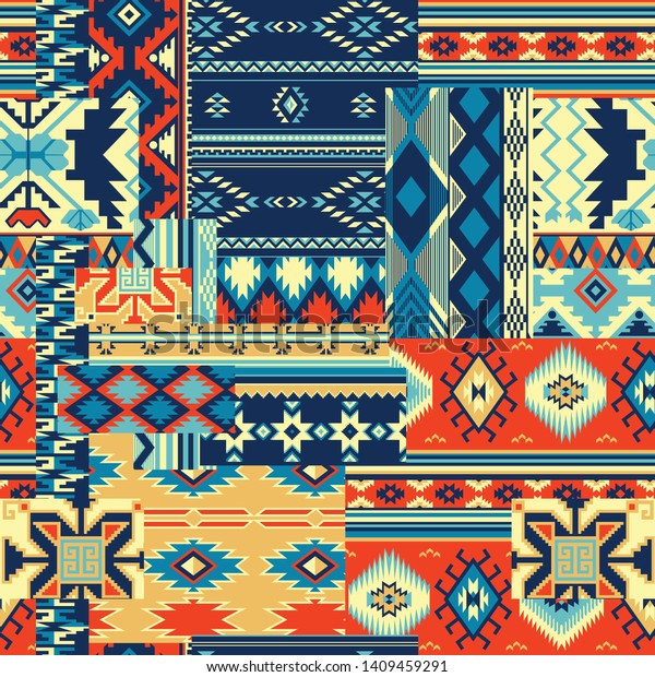 Native American Style Fabric Patchwork Vector Stock Vector (Royalty ...