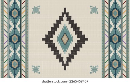 Alfombra de estilo nativo americano Hermoso patrón ininterrumpido de vectores tribales de tipo étnico abstracto Navajo. Ornamento indígena. bordado folclórico y estilo mexicano.Arte geométrico azte.