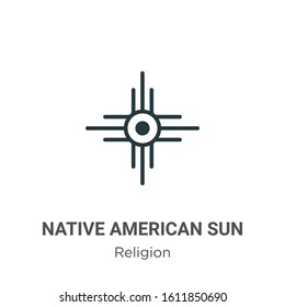 Native american sun glyph icon vector on white background. Flat vector native american sun icon symbol sign from modern religion collection for mobile concept and web apps design.