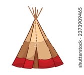 Native American teepee dwelling on white background