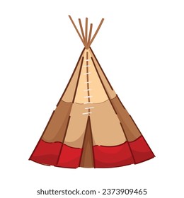 Native American teepee dwelling on white background