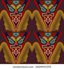 Native American Thunderbird Mask Pattern: Colorful Tribal Design