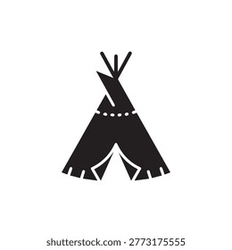 Native American tipi icon isolated on solid white background