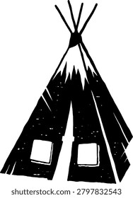 Native American Tipi Teepee Tent Vector Silhouette Icon Illustration