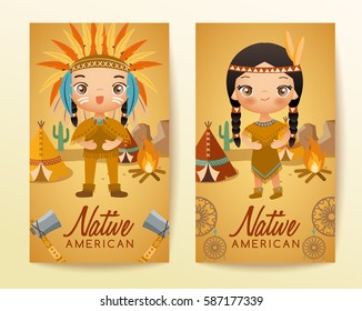 Native American traditional costumes : Vector Illustration