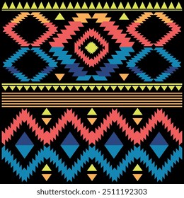 Native American traditional fabric patchwork grunge wallpaper abstract vector seamless pattern
