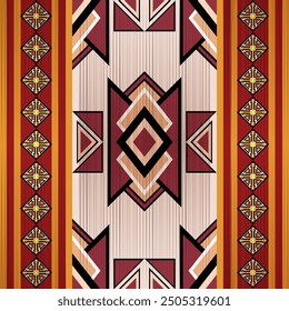 Native American tribal geometric pattern in bright colors. This vector illustration is perfect for use in textile design, wallpaper, home decor. It combines native culture with modern style.