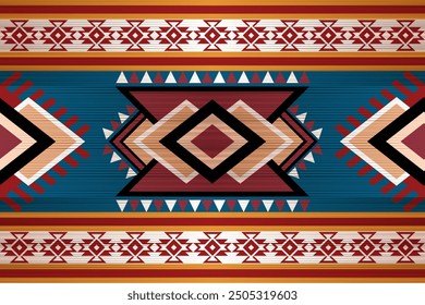 Native American tribal geometric pattern in bright colors. This vector illustration is perfect for use in textile design, wallpaper, home decor. It combines native culture with modern style.